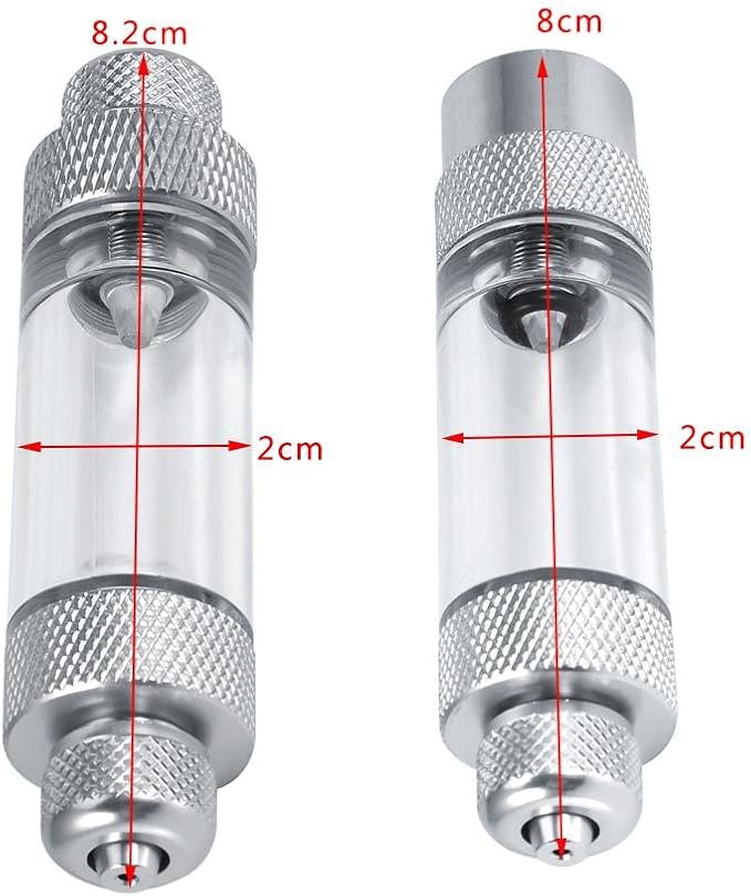 Zerodis CO2 Bubble Counter, 2 Types Single/Double Head Carbon Dioxide Bubble Counter Aquarium Diffuser Regulator Fish Supplies (Single Head)