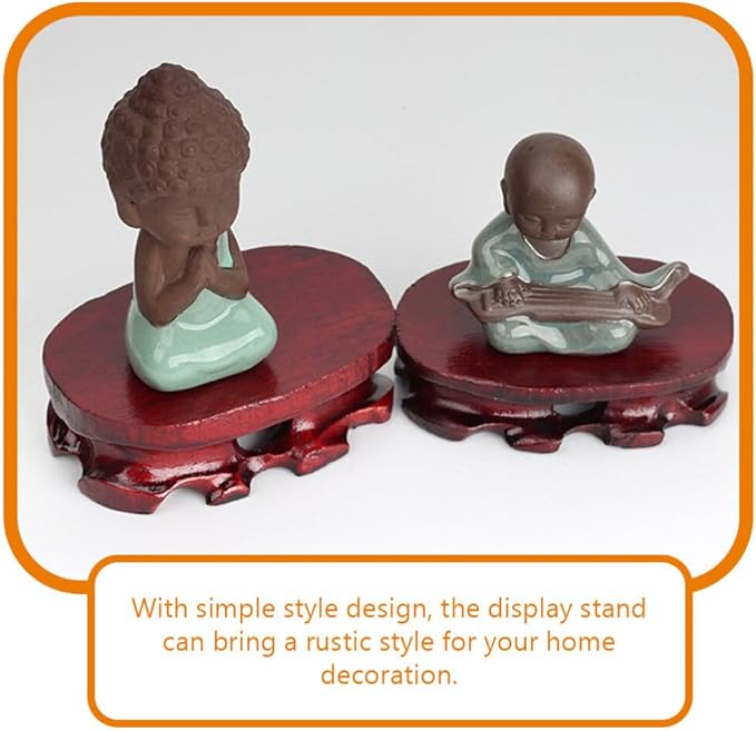Uonlytech 2pcs Vase Crafts Stable Chinese Table Furniture Figurine for Flower Bases Riser Lamp Home Pot Office Stand Wooden Oval Decoration Wood Base Teapot Aquarium Oriental Statue Display