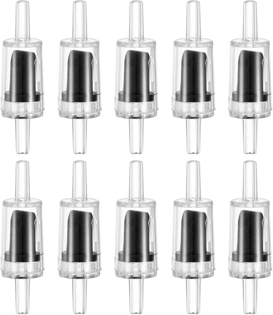 M METERXITY 10-Pack Aquarium Air Check Valve, Plastic One Way Non-Return Valves Air Valve Air Tubing Accessories Air Pump Accessories for 3/16" Airline Tubing Fish Tank [Clear Black]