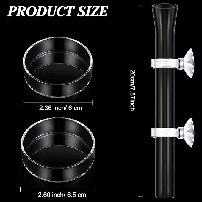 Chengu 3 Pieces Shrimp Feeding Tube and Dish Set, 8 Inch Glass Shrimp Feeder Tube and 2 Aquarium Dish Bowl Fish Tank Feeding Supplies for Fish Tank Aquarium