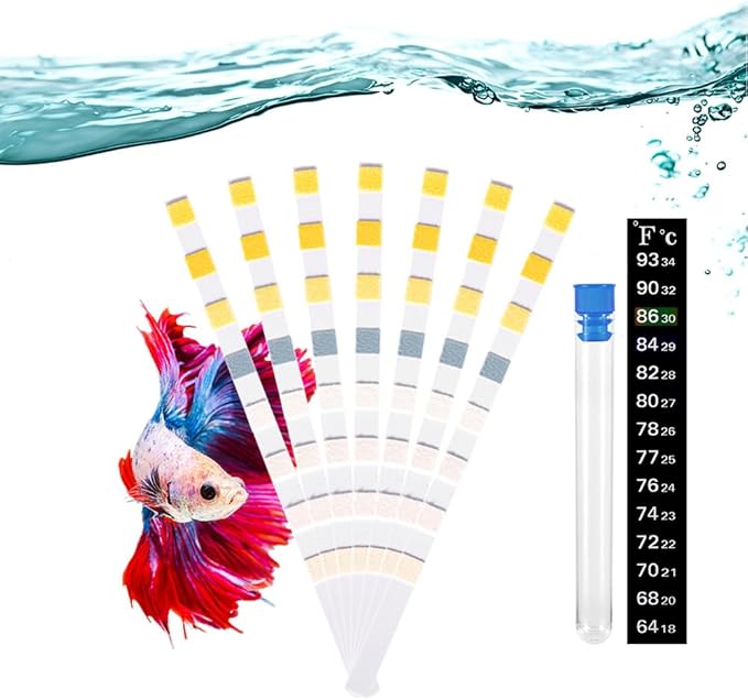 DaToo 8 in 1 Aquarium Test Kit Fish Tank Test Strips Accurate Water Quality Testing Strips for Ammonia PH Total Alkalinity Carbonate Hardness Free Chlorine Nitrate Nitrite Temperature (150 Strips)