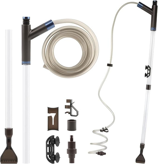 Fish Tank Cleaner Kit,Fish Aquarium Gravel Cleaner Small Manual Aquariums Water Changer for Fish Turtle Tanks Cleaning Manure Sand Wash(Color:Black+Transparent)