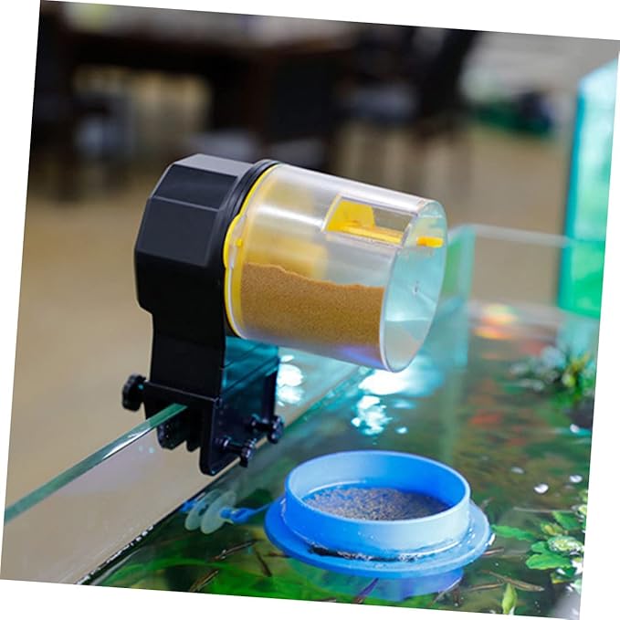 Happyyami 1set Automatic Fish Feeder Adjustable Timer for Aquariums Vacation Fish Dispenser for Betta More Suitable for Pellet Stick Flake Food No Batteries Required