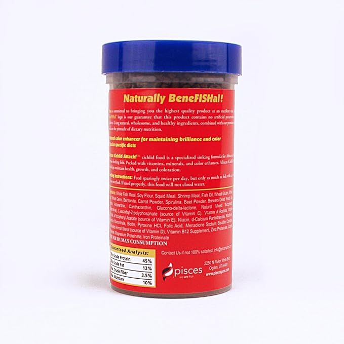 African Cichlid Attack Sinking Pellet Fish Food (4.27 oz)