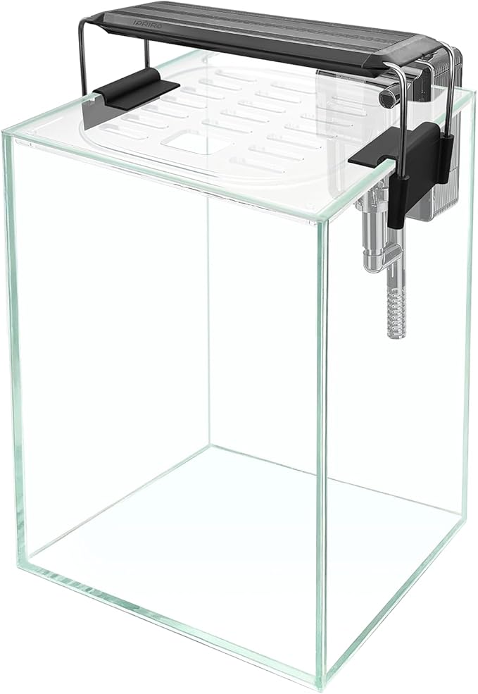 Ultra White Glass Aquarium Starter Kits 1.5 Gallon Small Fish Tank, Betta Fish Tank with LED Light, Power Filter, for Home Office Deco, 4mm Glass