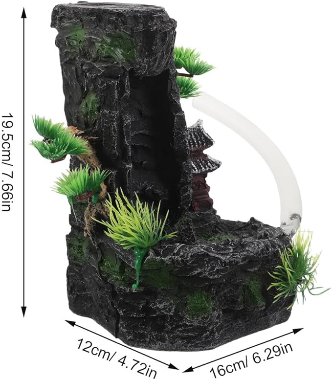 Milisten Small Resin Aquarium Rock Mountain Waterfall Ornament with Flowing Sand Effect, Fish Tank Decoration for Oxygenation and Hiding, Eco-Friendly Landscape Ornament for Freshwater