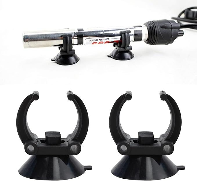 Heater Suction Cups for Aquarium Heaters Sucker with Clip Hose Tube Holders Clamps for Fish for Tank Accessories Easy to Aquarium Heater Suction Cups with Clips, Black