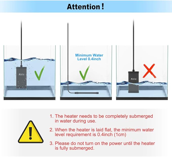 DaToo 10 Watt Small Aquarium Heater Mini Betta Flat Fish Tank Heater for 1 Gallon 1.5 Gallon