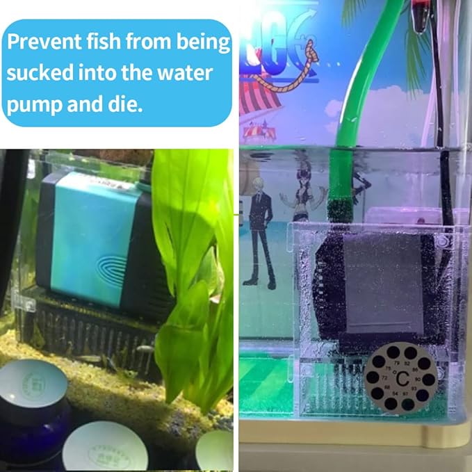 Fish Tank Water Pump Filter Netting Box Pump Barrier Bags Box Acrylic Protective Cover,Prevent Fish From Being Sucked Into the Water Pump Aquarium Accessory for Biological Filters Aquarium (Size 2)