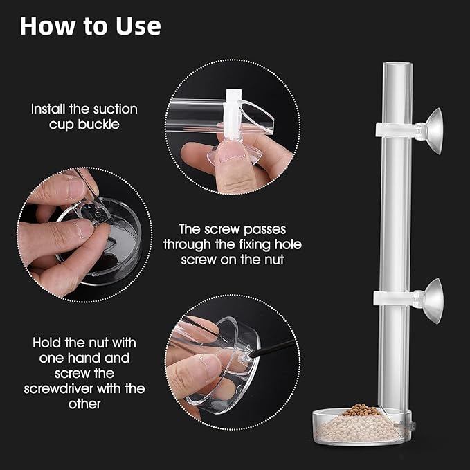 Acrylic Shrimp Feeder Tube, Ornamental Aquarium Feeding Tube Fish Food Container Set with Sucker Hook Fish Aessories(40cm)