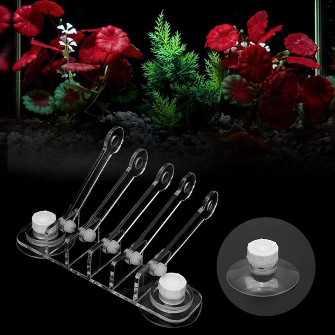 Pssopp Aquarium Frag Rack Acrylic Transparent Five Claw Life Tree Shape 5-Hole Frag Plugs Bracket Base with Suction Cup