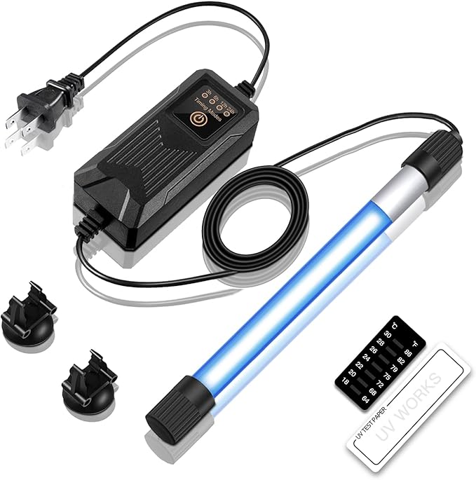 7W Timer UV Aquarium Clean Light for Algae Removal, Energy-Efficient LED Fish Tank Light with Waterproof Design for Pond and Aquarium