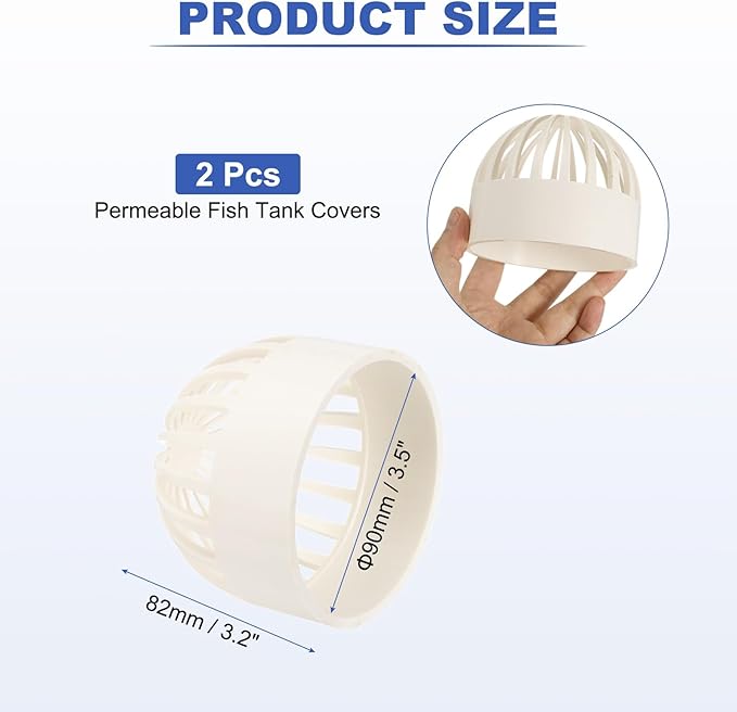 PATIKIL 3.5 Inch (90mm) Fish Cover Permeable Cap, 2 Pcs PVC Breathable Cap Aquarium Guard Fish Tank Intake Cover, White