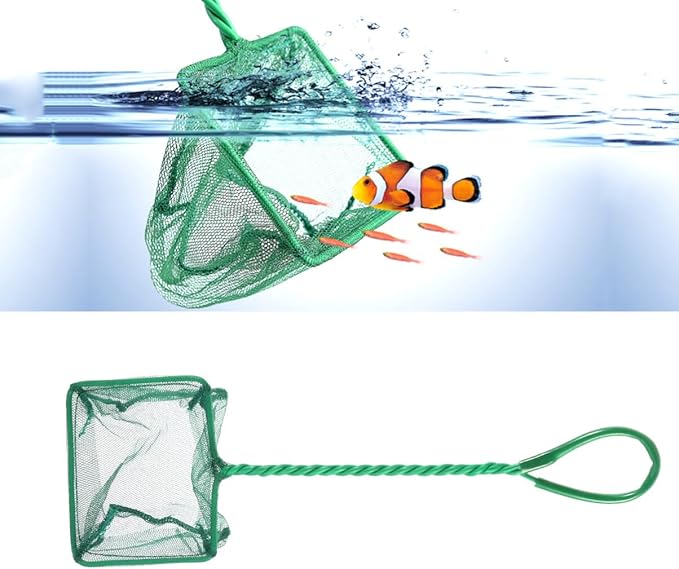 UKCOCO 5pcs Aquarium Fish Net, 3 Inches Small Mesh Fish Catch Nets with Plastic Handle Unbreakable Fish Tank Goldfish Net Green