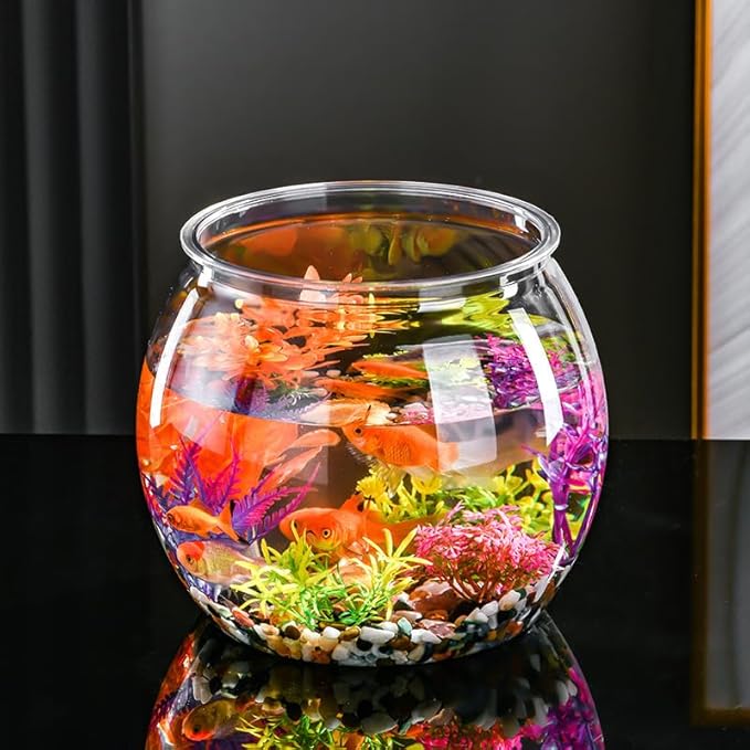 5 Gallon Crystal Clear Shatterproof Plastic Round Fish Tank, Multi-Use Large Bowl for Terrarium, Flower Vase & Home Centerpiece, Decorative Gift for Fish Enthusiasts