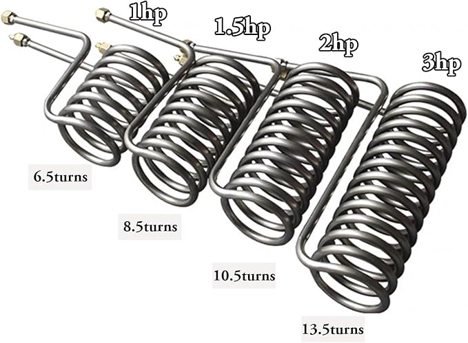 Titanium Tube Cooling Coil Evaporator Heat Exchanger for 2HP Seawater Aquarium Chiller Fish Tank Seafood Pond (2HP-10.5turns)