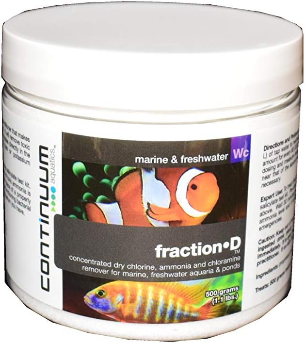 Continuum Fraction D - Water Conditioner that Makes Tap Water Immediately Safe for Freshwater and Marine Aquarium Use, 500 Grams