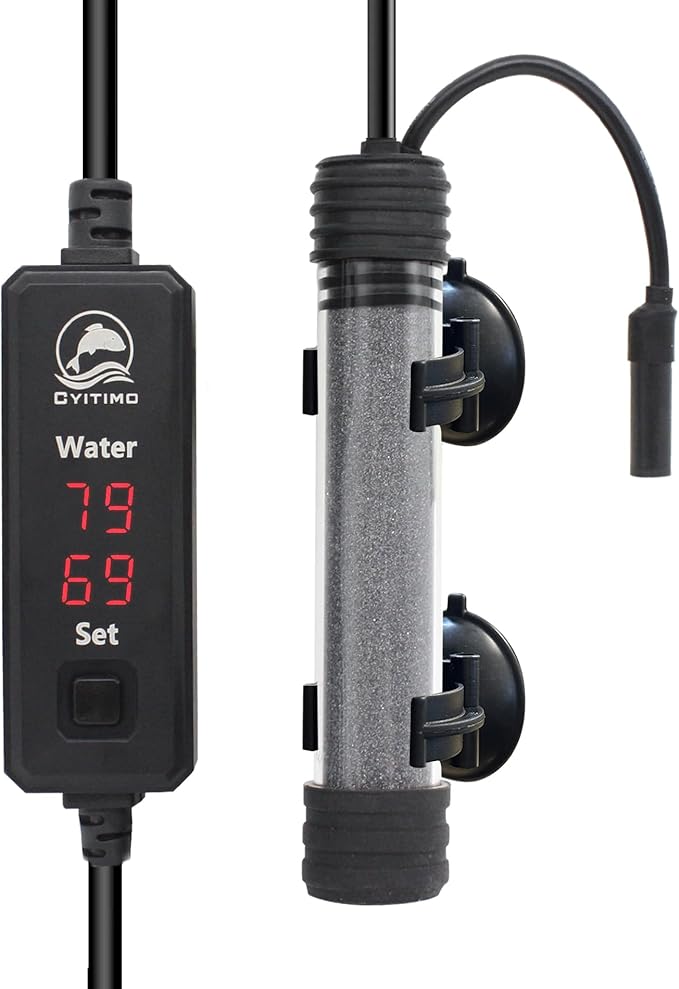 Small Aquarium Heater 100W Submersible Fish Tank Heater for 10-25 Gallons, Dual LED Display Temperature Controller, Suitable for Saltwater and Freshwater, Mini Water Heater for Betta/Turtle Tank