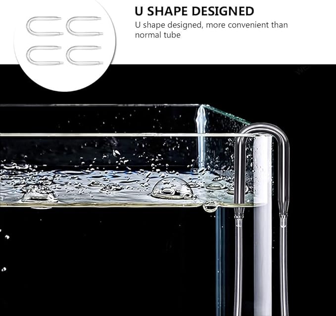 POPETPOP U Shape Aquarium Glass Co2 Diffuser: 4 Pcs Fish Tank Co2 Regulator - Aquarium U Tube Check Valve for Fish Tank Air Pump Accessories - Transparent