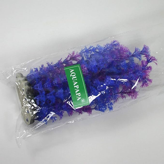 Aquarium Plants Fish Tank Decorations Ornament Plastic Artificial Plant Blue/Purple 9.5"