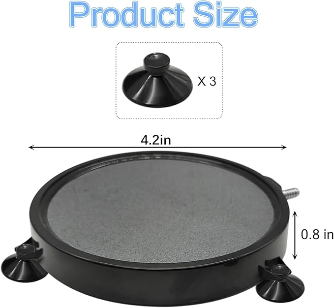 kathson 4.2 Inch Aquarium Air Stone Hydroponics Fish Tank Air Stone Disc Aerator Bubble Diffuser with Suction Cups Air Pump Round Dissolved Oxygen Airstone Decoration for Pond Dwc Reservoirs