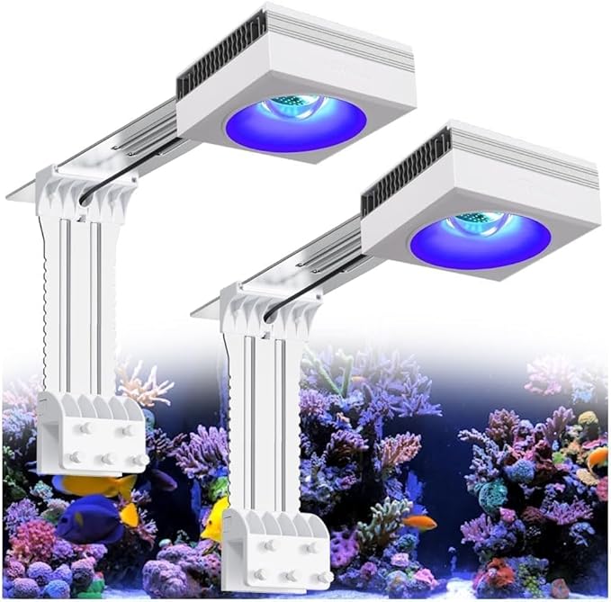 PopBloom 2026 New Launch 115W WiFi & APP Programmable LED Reef Aquarium Light, for 36" 48" 50" 72" Marine SPS LPS Corals & Saltwater Tanks (RL115 with Arm Kitx2)