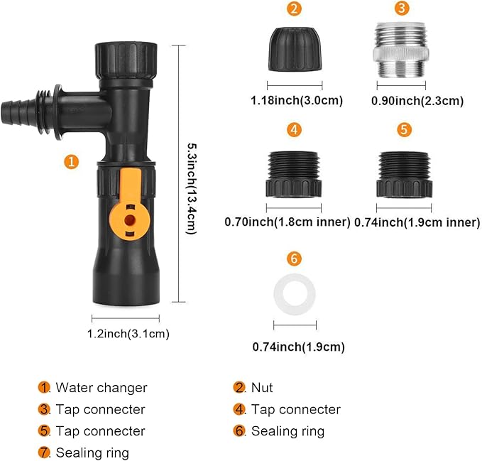 Fish Tank Water Changer,Siphon Fish Tank Vacuum Gravel Cleaner Aquarium Quick Water Changer with 2 Faucet Adapters for Aquarium Quick Water Change, Black
