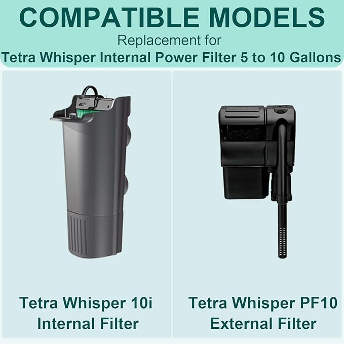 14 Bio-Bag Medium Filter Cartridges with Foam Filters Compatible with Tetra Whisper Internal Power Filter 5-10 Gallons and Whisper Bio-Bag Filters 10i/IQ10/PF10, ReptoFilter 20 Gallons