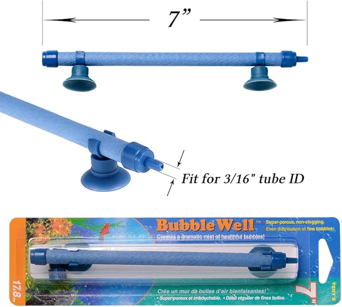 Quickun Aquarium Air Stone Bubble Wall Tube Oxygen Diffuser Bar Decor Accessory for Fish Tank 7 Inch Length,5PCS