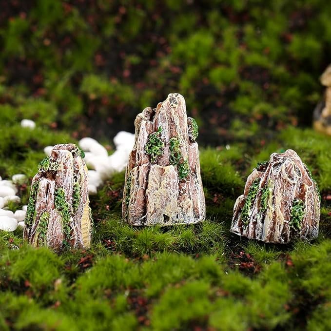 Opexicos 7Pcs Micro Landscape Accessories Resin Rockery and House Crafts Ornaments Sand Table Supplies Aquarium Accessories