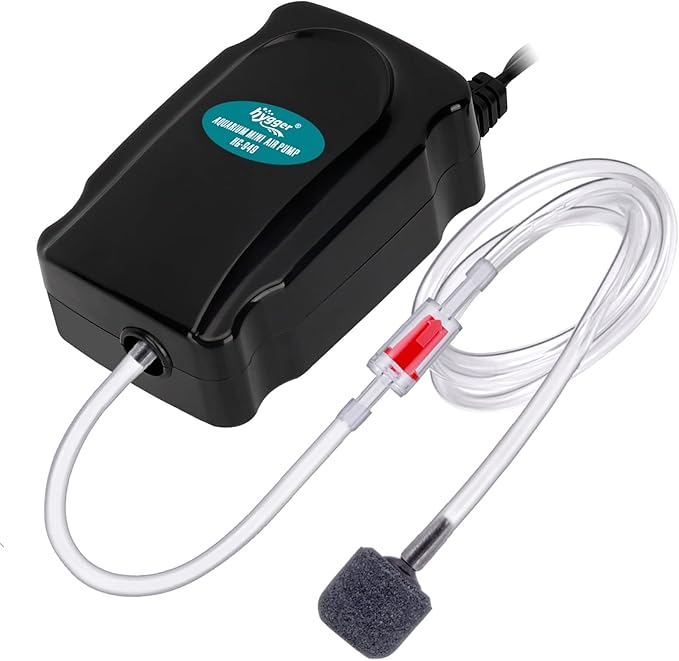 hygger Mini Aquarium Air Pump Kit Small Fish Tank Air Pump 1W for 2-20 Gallon Fish Bowl with Air Tube Air Bubbler Stone Check Valve