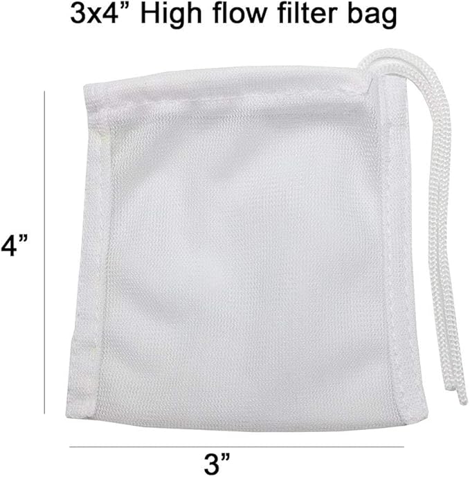 Fish Tank Small Sized Filter Bags, 6 Pack High Flow Bags 3 by 4 inches Aquarium Filter Media Mesh Bags with Nylon Drawstrings,White