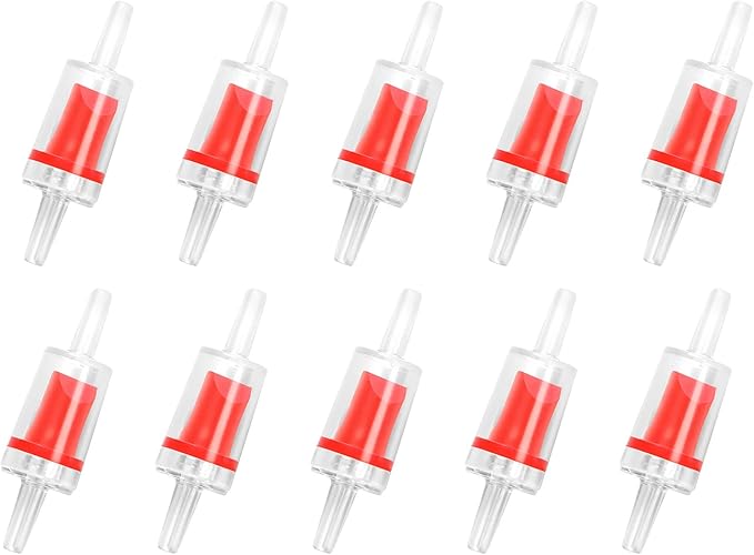 AQUANEAT Aquarium Check Valve, One Way Non Return Valve for Air Pump,Fit for 3/16 Inch Airline Tubing, Fish Tank Accessories, 10pcs (Red)