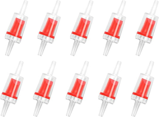 AQUANEAT Aquarium Check Valve, One Way Non Return Valve for Air Pump,Fit for 3/16 Inch Airline Tubing, Fish Tank Accessories, 10pcs (Red)