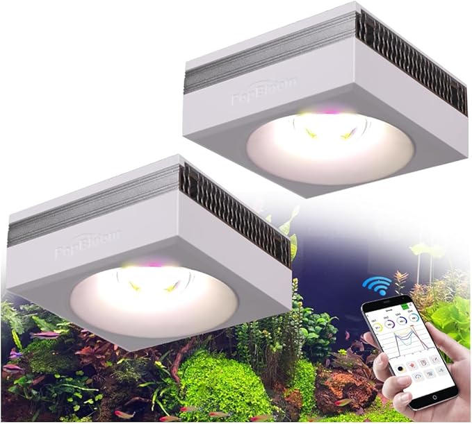 PopBloom RL90 Freshwater LED Aquarium Light, APP Control Planted Aquarium Light Full Spectrum for 30"-48" Freshwater Fishes Plants Tank, High Power & Programmable (2 Light with Hang kit)
