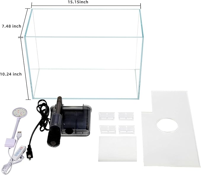 Vimvins 5 Gallon Glass Small Fish Tank with Filter Light and Lid, Betta Aquarium Starter Kits