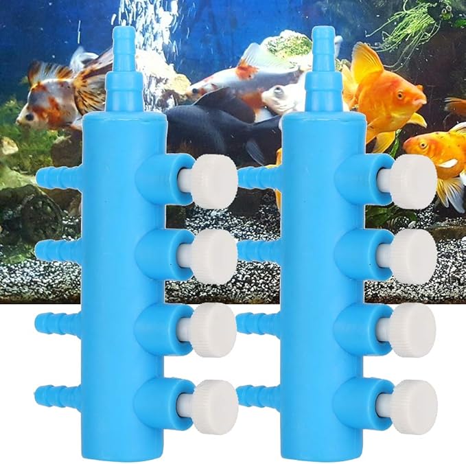 GLOGLOW Aquarium Air Control Distributor, 2pcs Aquarium 2 Way Air Pump Valve Manifold Air Control Distributor Oxygen Splitter Aquarium Oxygen Pump Adapter Accessory(4 Way)