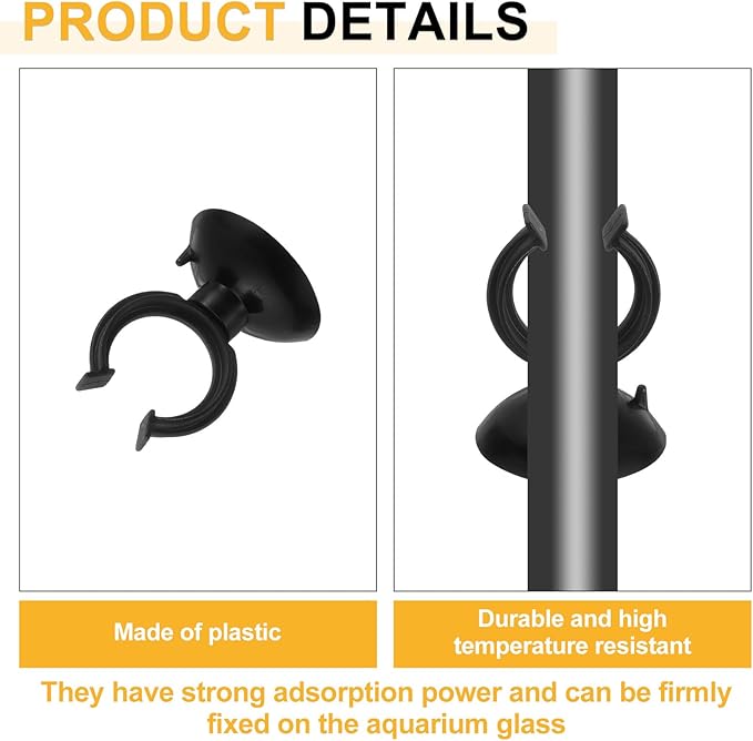 uxcell 20Pcs Aquarium Suction Cup Clips, 20mm Airline Tube Holders Clamps Cup Holder Sucker Tube Sucker for ID Airline Tubing Fish Tank, Black