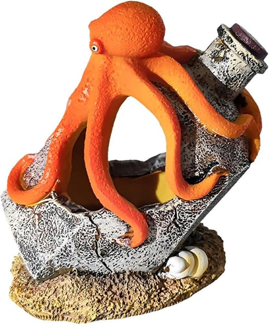 Generic Aquarium Landscaping Octopus Decoration, Fish Tank Decor Ornament, Realistic Octopus Resin Crafted for Shrimp Crab to Rest/Breed/Hiding Caves Hideout (Grey), Gray