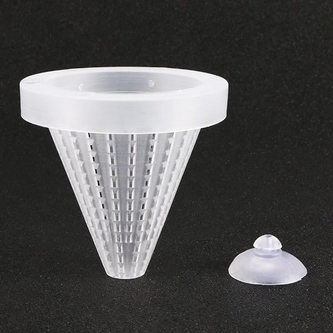 Leadigol 4PCS Aquarium Fish Food Basket Cone Feeder,Feeding Cone Cup Plant Cup Plastic Fish Feeder with Sucker for Aquarium