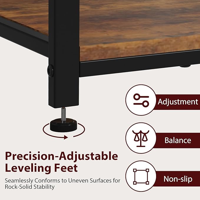 20-29-37Gallon Fish Tank Stand with Power Outlet, Heavy Duty Metal Aquarium Stand with Two Storage Drawers for Fish Tank Accessories Storage, Perfect for Turtle Tank, Reptile Terrarium, Brown