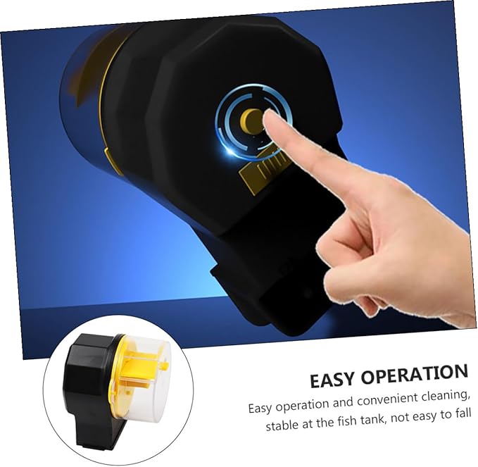 Beaupretty Automatic Fish Feeder for Small Aquarium Tank with Adjustable Timer Vacation Fish Food Dispenser Yellow Plastic Feeding Device and Turtles