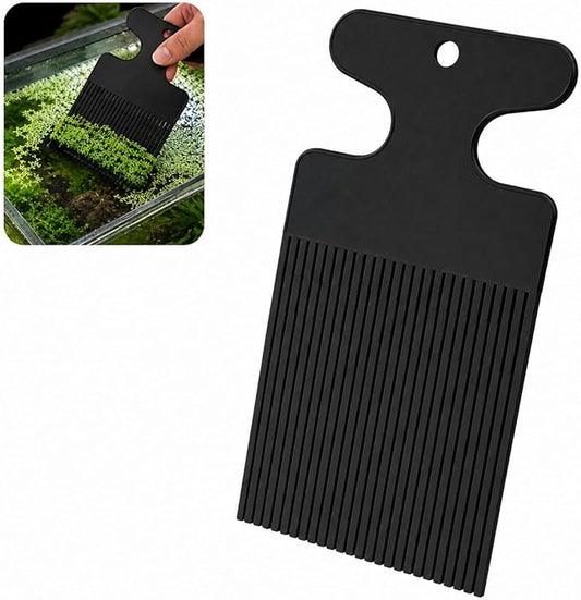 Aquarium Duckweed Removal Tool, 6.5 x 3 inch Floating Plant Comb Spatula, Aquatic Tank Cleaning Tool (Black)