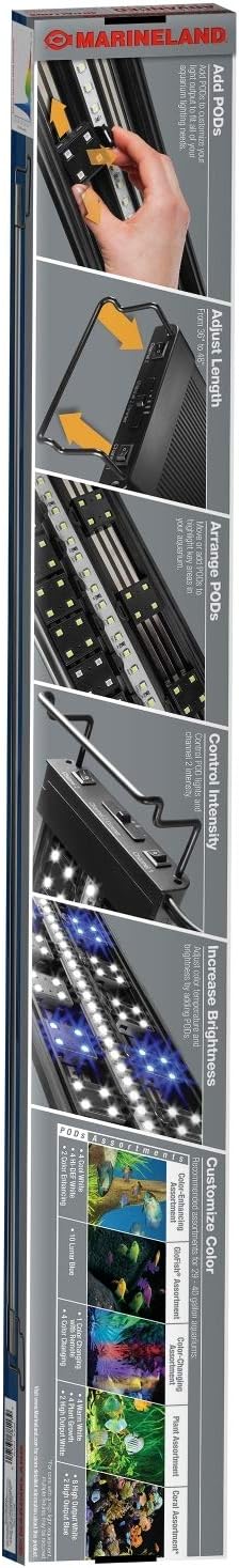 Marineland Fully Adjustable Advanced LED Light for 40 Gallon Aquariums, Customizable Lighting