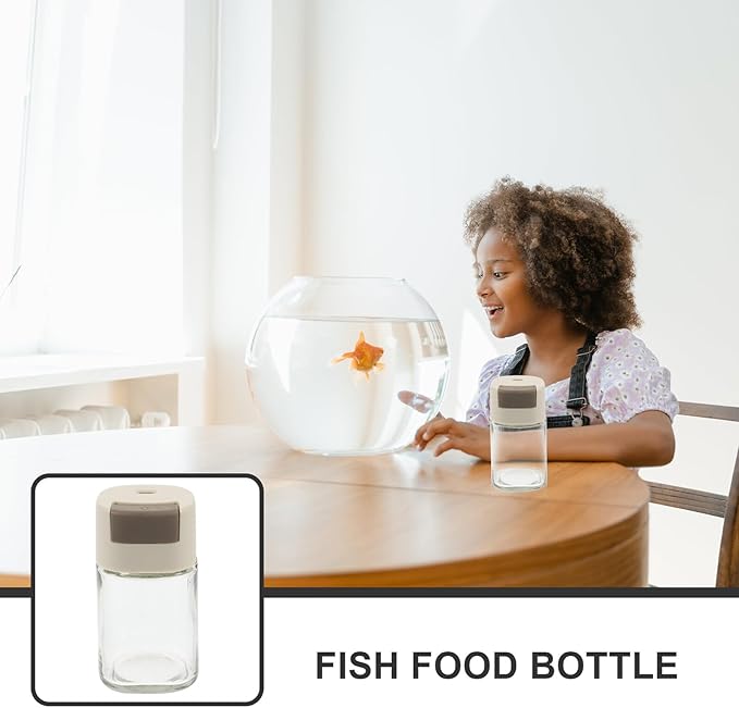 HOMSFOU Aquarium Fish Feeding Bottle Fish Feeder Glass Food Dispenser with Moisture-Proof Storage Betta Turtle Feeding