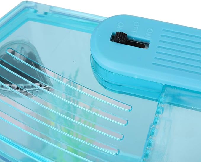 Small Fish Isolation Fish Tank, LED Acrylic Aquarium Fish Tank, Transparent Fish Isolation Box with 2 Isolation Plates for Small Fishes Betta Shrimp Guppy (Blue)