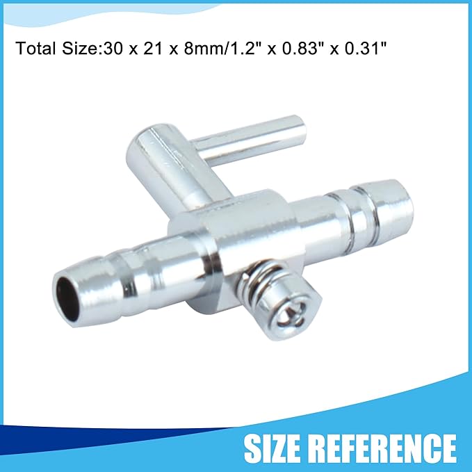 Air Pump Control Valve, Stainless Steel Single Way Air Valve Distributor for Aquarium Pump, 1.2X 0.83x 0.31inch (Silver Tone 2pcs)