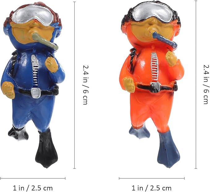 BESPORTBLE Floating Fish Tank Decorations: 4pcs Cute Diver Aquarium Ornaments with Floating Balls and Lines, Resin Small Fish Tank Decor for Underwater Landscape and Water Flow Monitoring