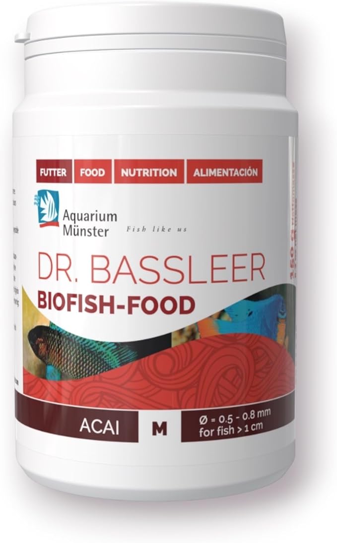 Bassleer Biofish Food ACAI – Medium Granules (150 g) | Premium Aquarium Fish Food with Acai Superfruit, Omega-3 & Antioxidants | Scientifically Balanced Nutrition for Color, Vitality & Health