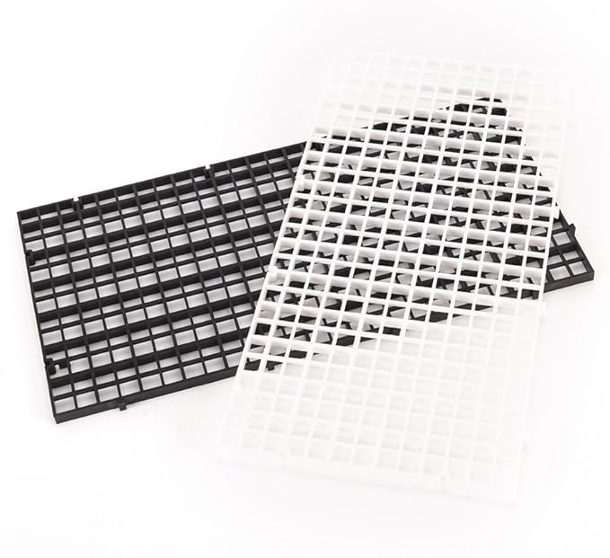 4 Pcs Aquarium Grid Divider Tray Egg Crate Aquarium Fish Tank Filter Bottom Isolation Board Partition Net Pane for Mixed Breeding,Black,White